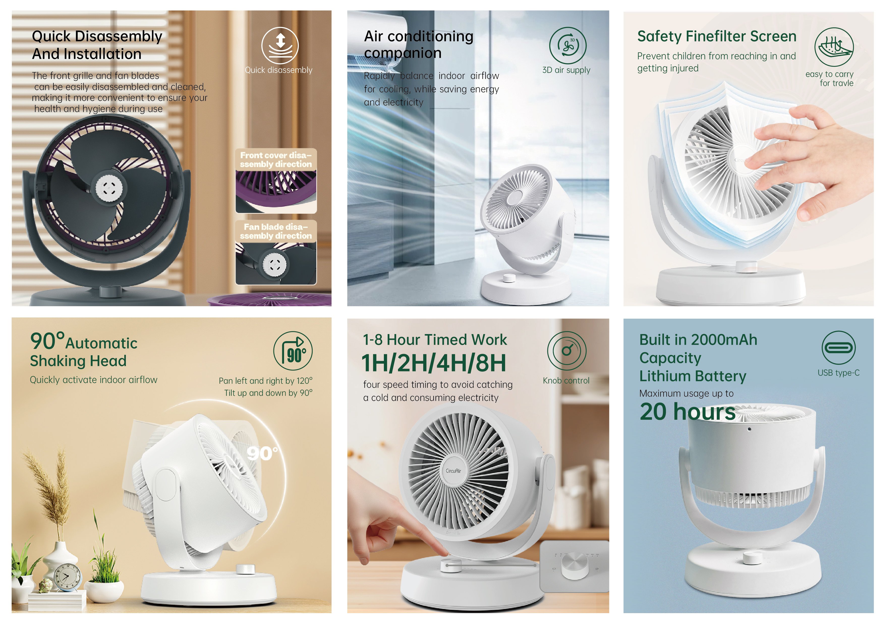 DF-2881 360° Oscillating Fan — full product feature breakdown